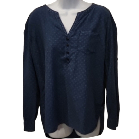 Express Denim Look Henley - Picture 2 of 9